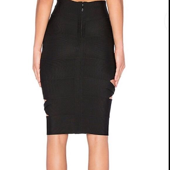 Lolitta skirt womens size 2 Sophia cut out Midi Bandage BodyCon Black Pencil - Picture 2 of 9